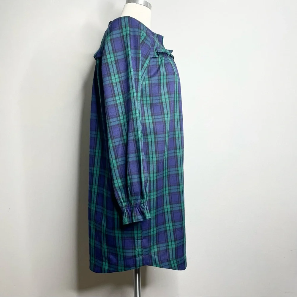 CREWCUTS SLEEP WEAR Tartan Plaid Long Sleeve Ruffle Nightgown House Dress